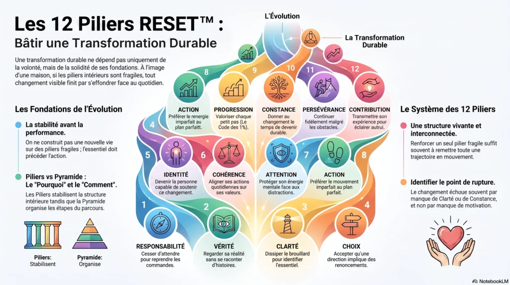 Les Piliers RESET™ Toute transformation durable repose sur des piliers solides.