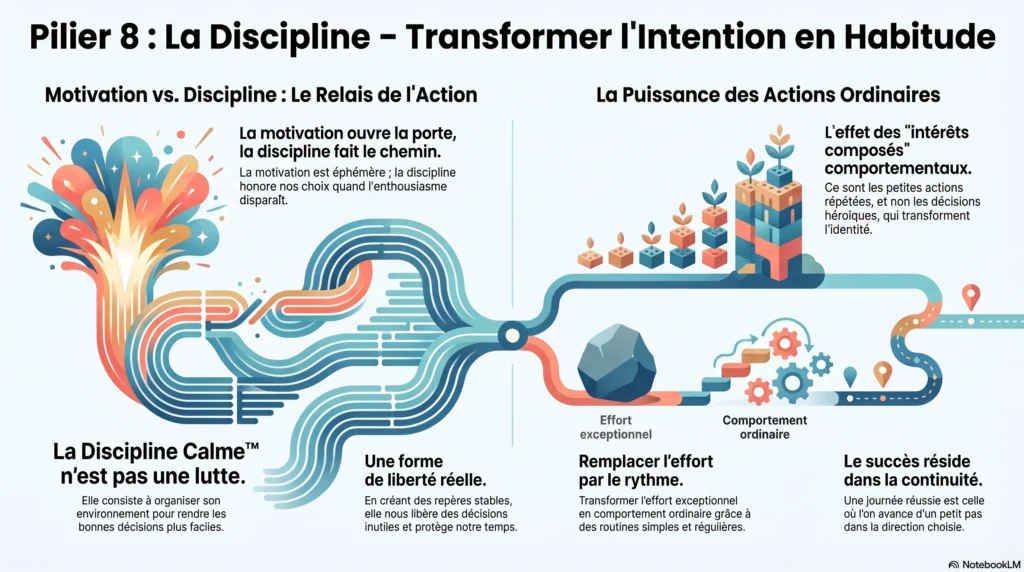 PILIER 8 — LA DISCIPLINE Transformer les bonnes intentions en habitudes de vie